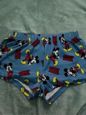 Disney Mickey Mouse Light Blue Lounge Shorts with Yellow, Red and Black Accents